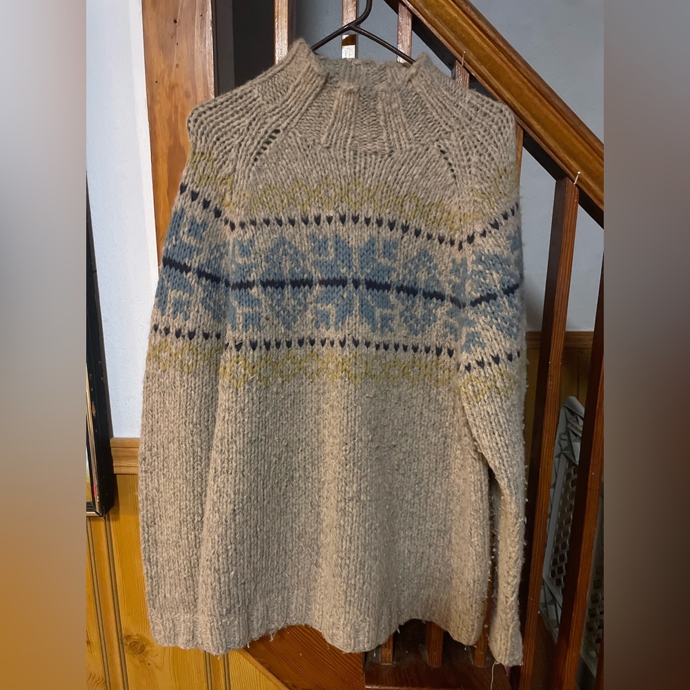 VTG Timberland Handknit Wool Blend Pullover Sweater w Nordic Pattern, Men’s M
